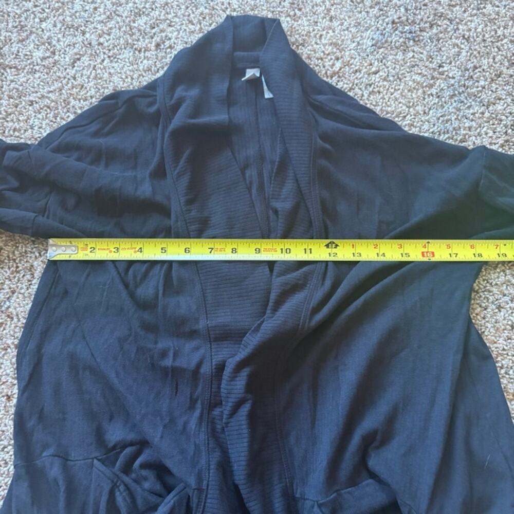 Z By Zella Size Large Black Open Front Cardigan Pockets Ribbed Knit Long Sleeve - Picture 5 of 7
